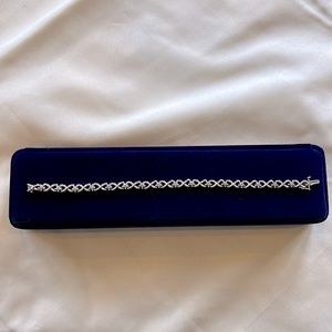 Solid stamped 925 sterling silver tennis bracelet with diamond accents